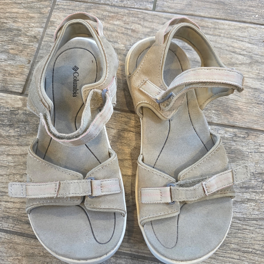 Columbia Womens Ladies Sandals Beige Gray Adjustable Outdoor Summer Sz 7